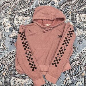 Vans Mauve Hoodie Sweater with Black Checkered Sleeves